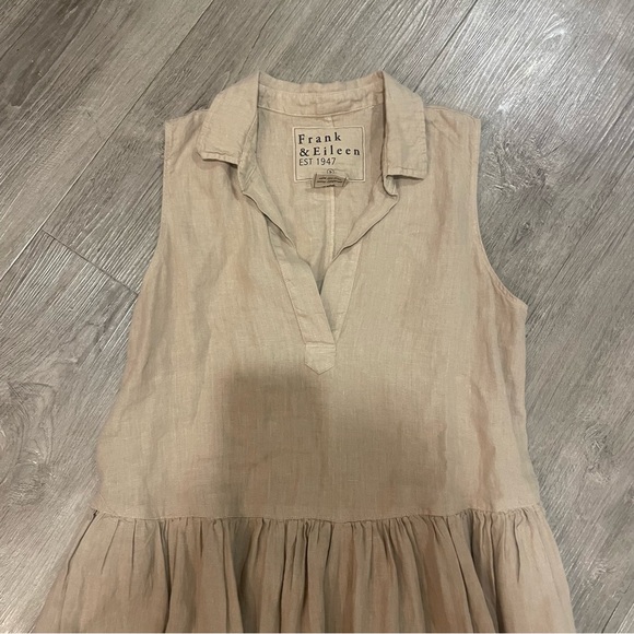 NWOT Frank & Eileen Daphne Popover Sleeveless Shirtdress In Sand Linen (tan) - Picture 7 of 9